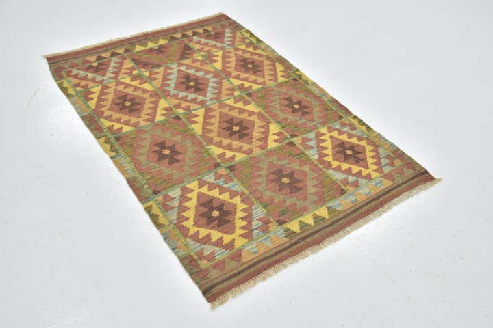 3' 3 x 5' Hand Woven Kilim Maymana Wool Rug