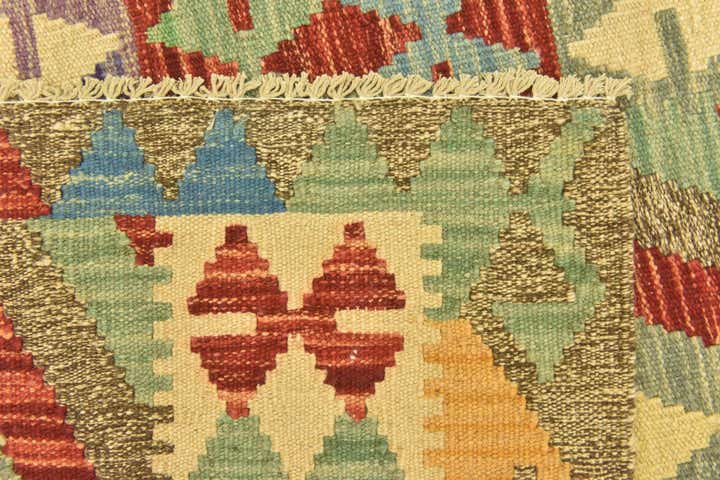 2' 9 x 4' Hand Woven Kilim Maymana Wool Rug