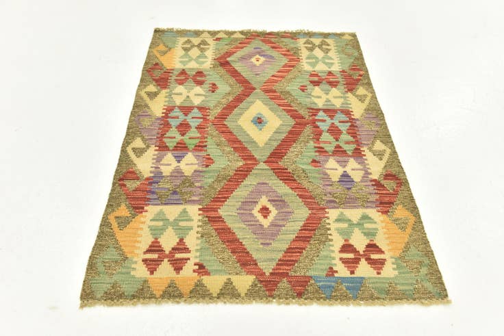 Detail image of 2' 9 x 4' Hand Woven Kilim Maymana Wool Rug