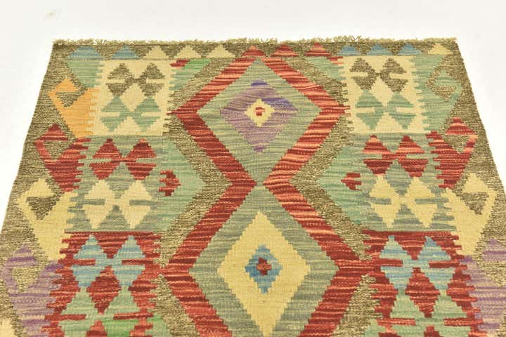2' 9 x 4' Hand Woven Kilim Maymana Wool Rug