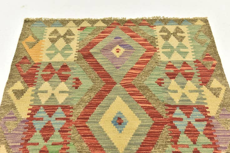 Detail image of 2' 9 x 4' Hand Woven Kilim Maymana Wool Rug