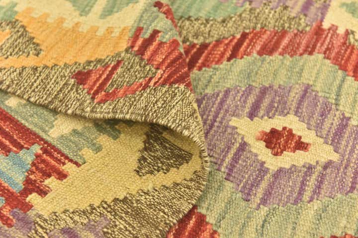 2' 9 x 4' Hand Woven Kilim Maymana Wool Rug