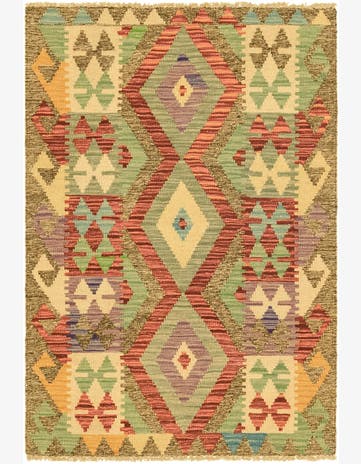 2' 9 x 4' Hand Woven Kilim Maymana Wool Rug