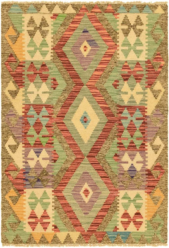 2' 9 x 4' Hand Woven Kilim Maymana Wool Rug