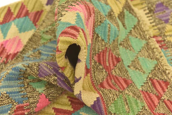2' 8 x 4' Hand Woven Kilim Maymana Wool Rug