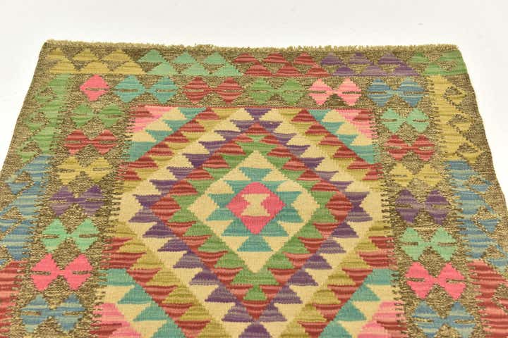 2' 8 x 4' Hand Woven Kilim Maymana Wool Rug