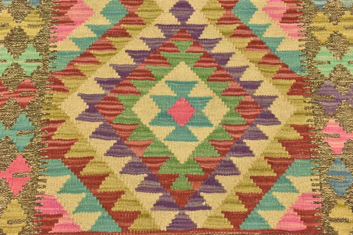 2' 8 x 4' Hand Woven Kilim Maymana Wool Rug