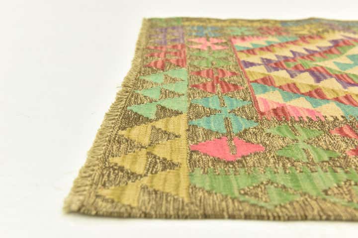 2' 8 x 4' Hand Woven Kilim Maymana Wool Rug