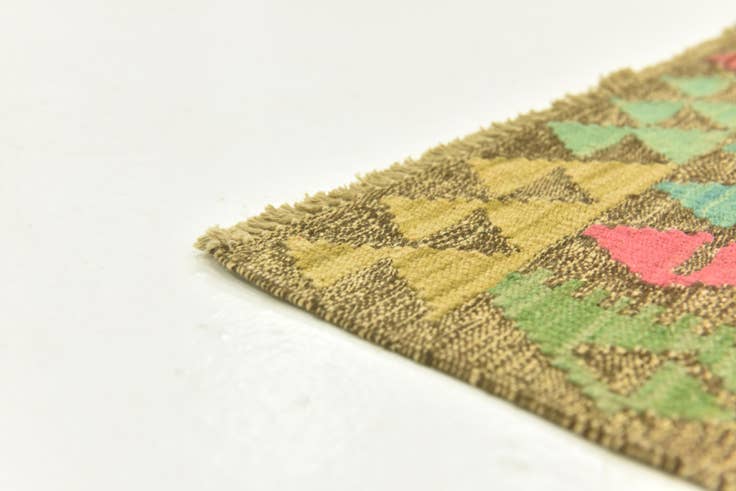 Detail image of 2' 8 x 4' Hand Woven Kilim Maymana Wool Rug