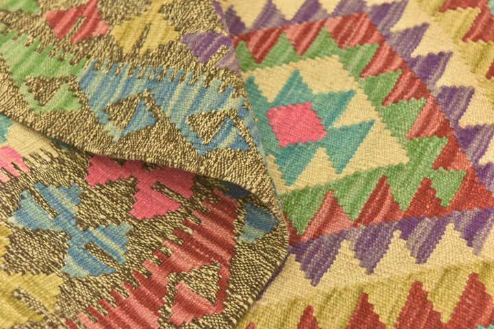 2' 8 x 4' Hand Woven Kilim Maymana Wool Rug