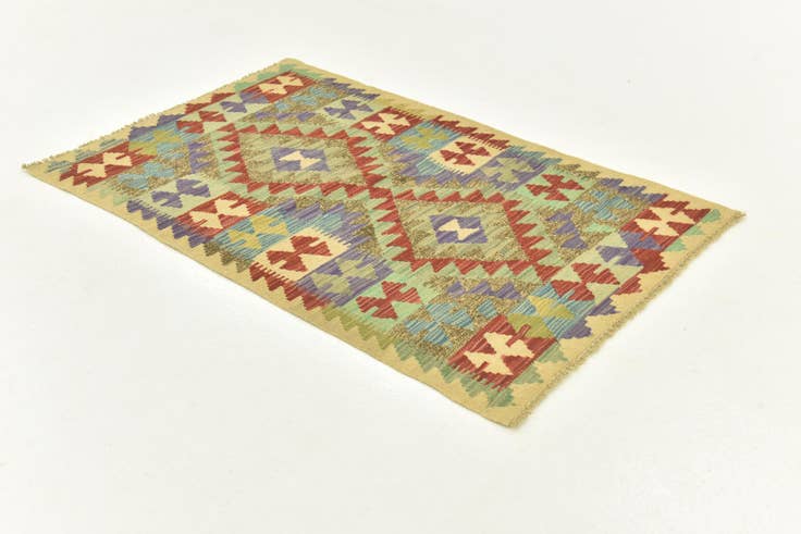 Detail image of 2' 7 x 4' Hand Woven Kilim Maymana Wool Rug