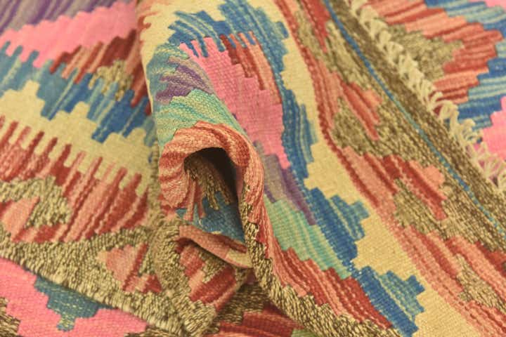 2' 7 x 4' 1 Hand Woven Kilim Maymana Wool Rug