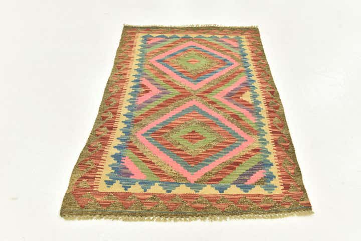 2' 7 x 4' 1 Hand Woven Kilim Maymana Wool Rug