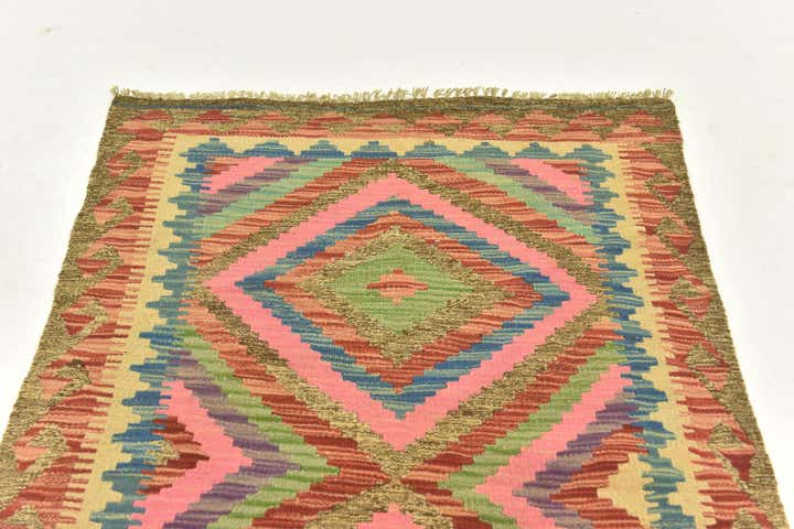 2' 7 x 4' 1 Hand Woven Kilim Maymana Wool Rug