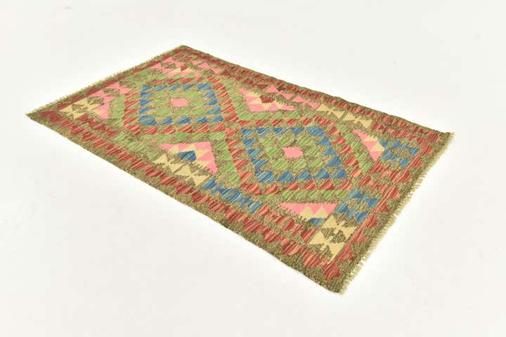 2' 8 x 4' 1 Hand Woven Kilim Maymana Wool Rug