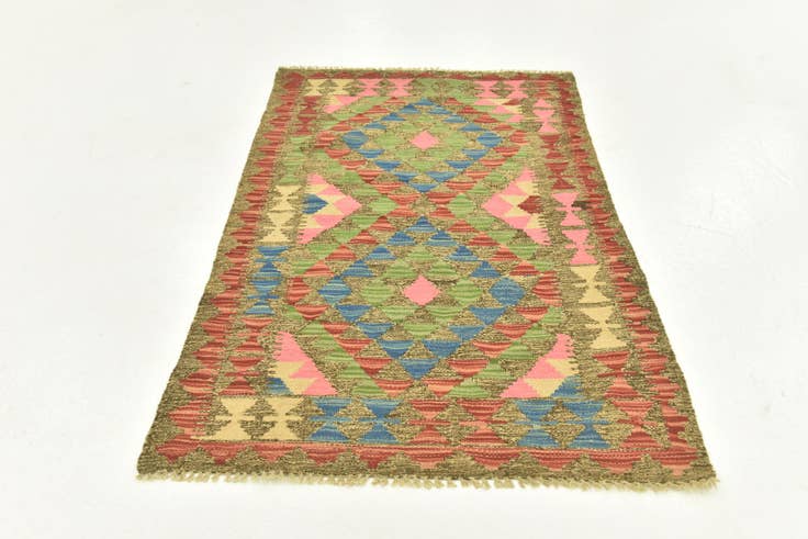 Detail image of 2' 8 x 4' 1 Hand Woven Kilim Maymana Wool Rug
