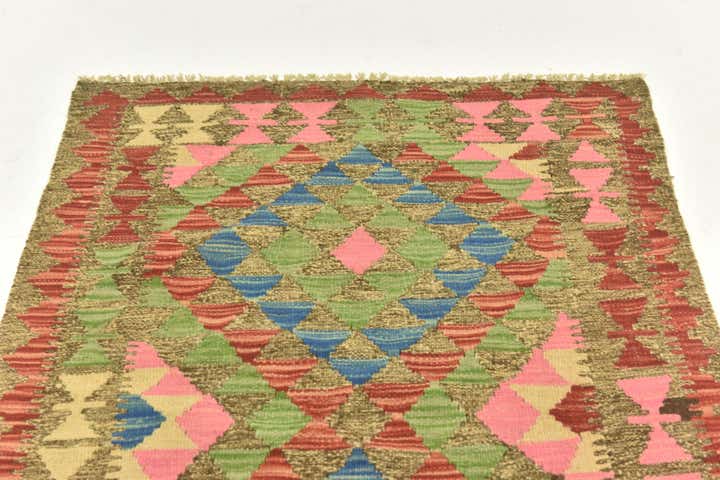 2' 8 x 4' 1 Hand Woven Kilim Maymana Wool Rug