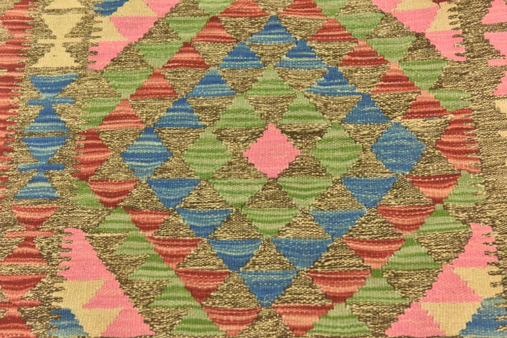 Detail image of 2' 8 x 4' 1 Hand Woven Kilim Maymana Wool Rug