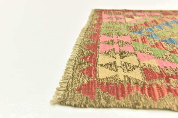 2' 8 x 4' 1 Hand Woven Kilim Maymana Wool Rug