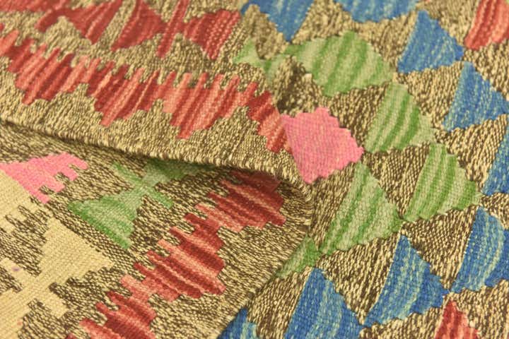 2' 8 x 4' 1 Hand Woven Kilim Maymana Wool Rug