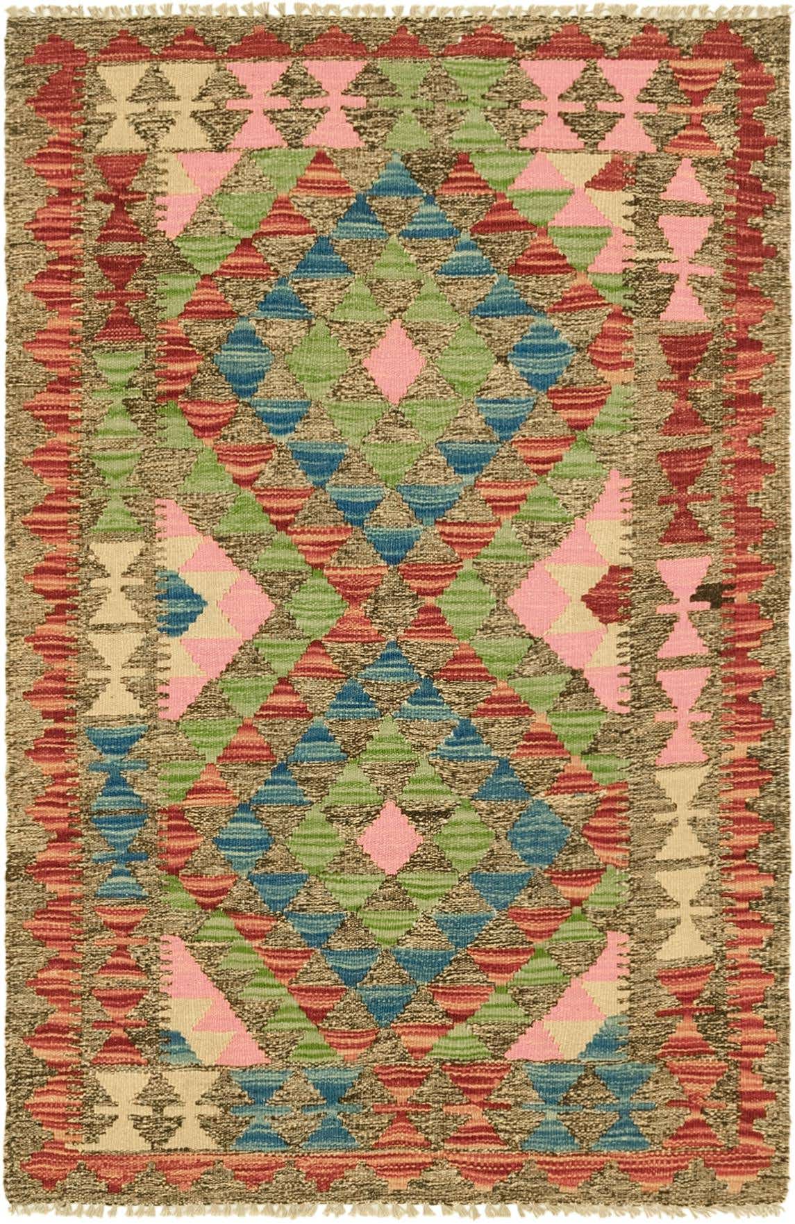 2' 8 x 4' 1 Hand Woven Kilim Maymana Wool Rug