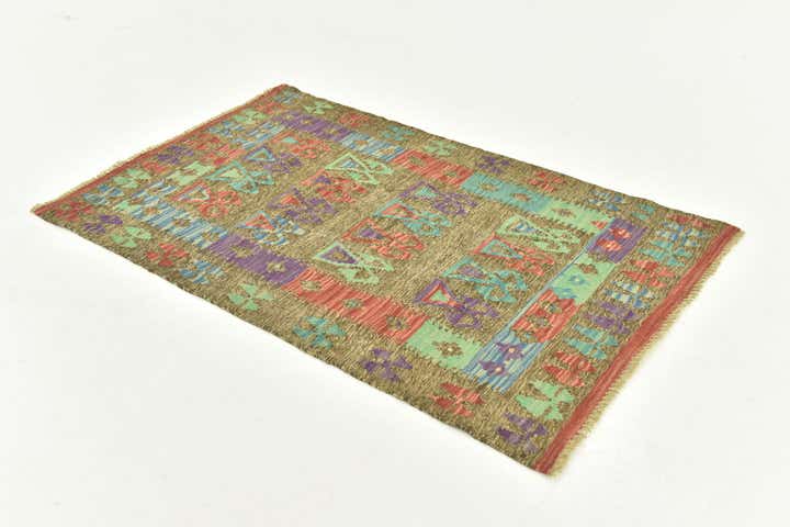 2' 8 x 4' 2 Hand Woven Kilim Maymana Wool Rug