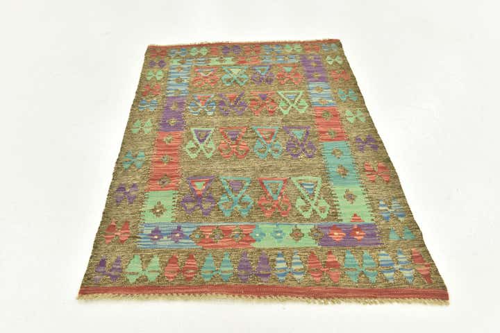 2' 8 x 4' 2 Hand Woven Kilim Maymana Wool Rug