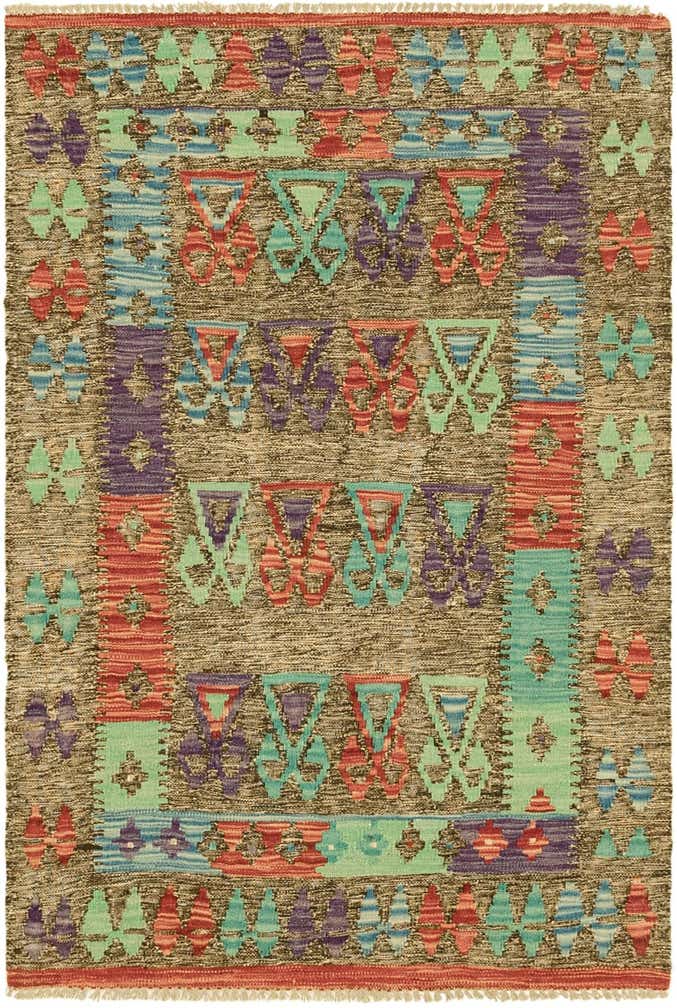 2' 8 x 4' 2 Hand Woven Kilim Maymana Wool Rug
