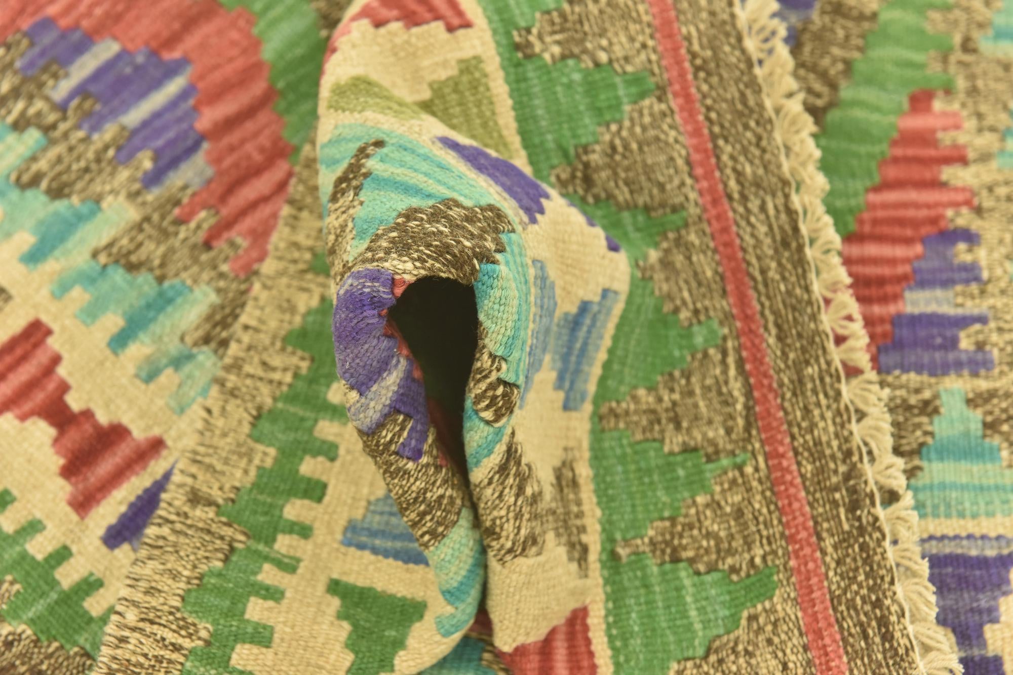 80cm x 120cm Hand Woven Kilim Maymana Wool Rug