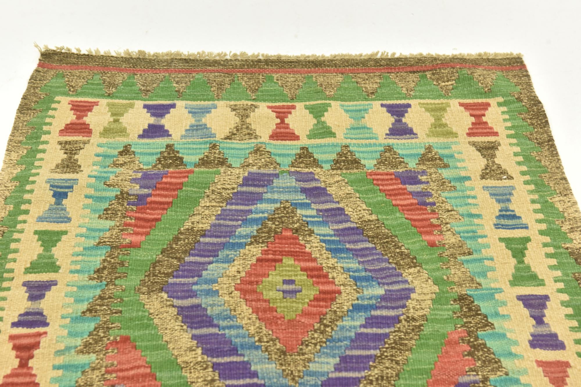 80cm x 120cm Hand Woven Kilim Maymana Wool Rug