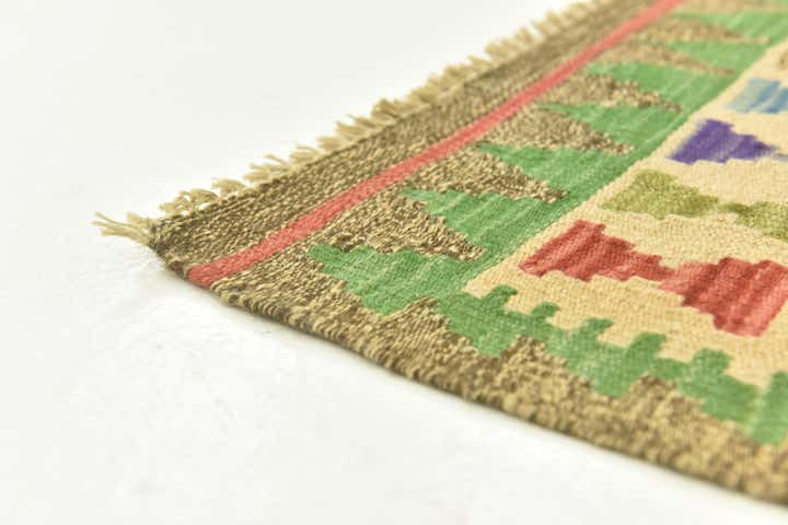 80cm x 120cm Hand Woven Kilim Maymana Wool Rug