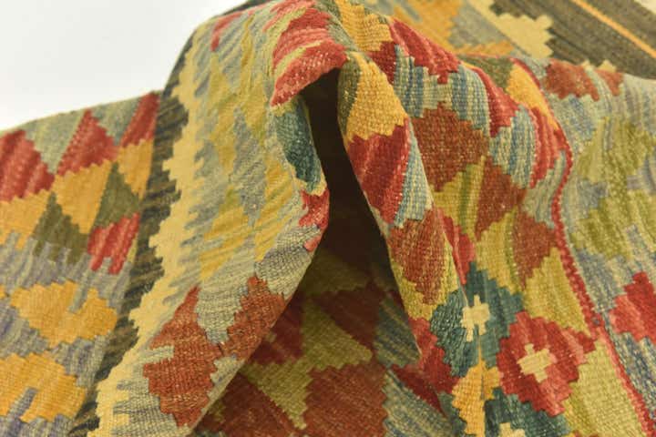 3' 1 x 6' 4 Hand Woven Kilim Maymana Wool Rug