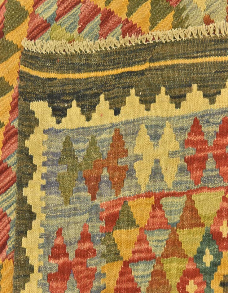 Detail image of 3' 1 x 6' 4  Hand Woven Kilim Maymana Wool Rug