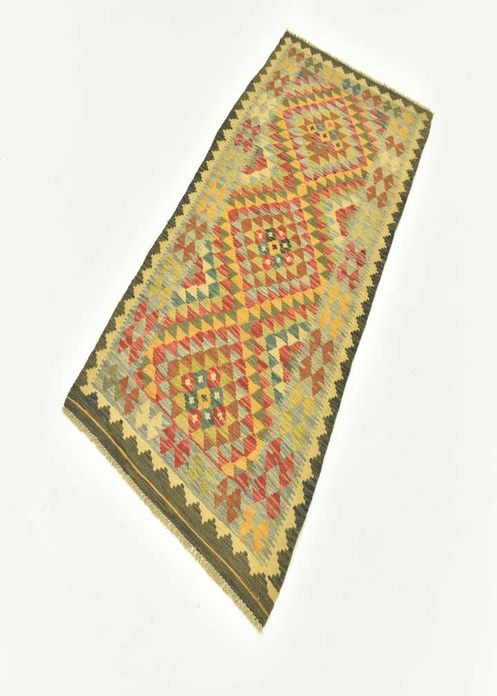 3' 1 x 6' 4 Hand Woven Kilim Maymana Wool Rug