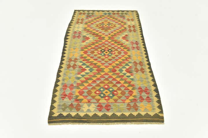 3' 1 x 6' 4 Hand Woven Kilim Maymana Wool Rug