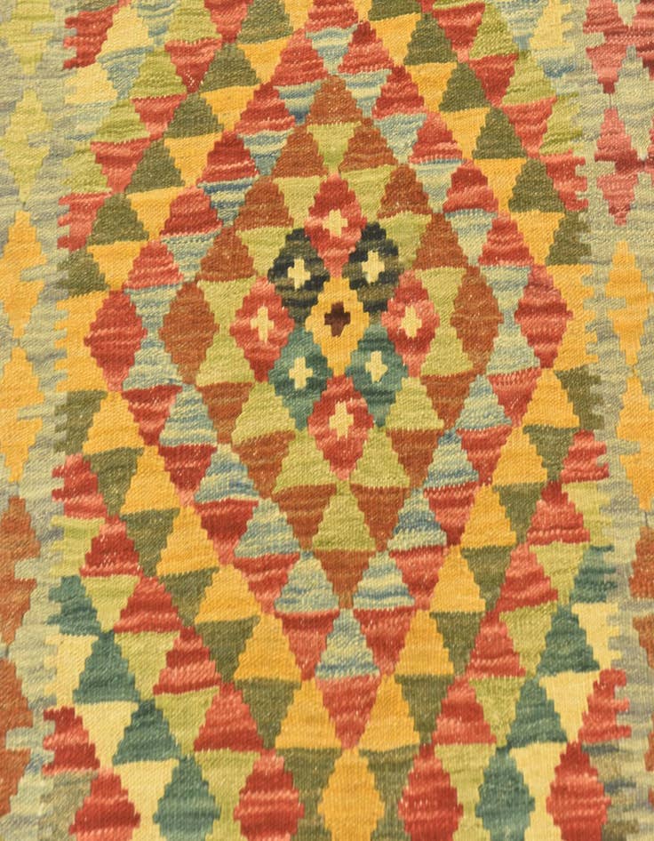 Detail image of 3' 1 x 6' 4  Hand Woven Kilim Maymana Wool Rug