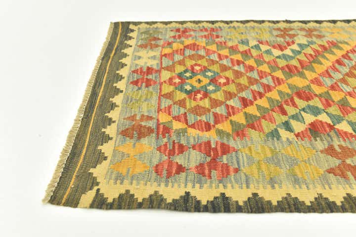 3' 1 x 6' 4 Hand Woven Kilim Maymana Wool Rug