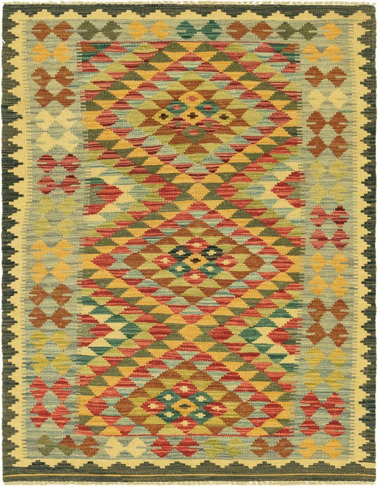 Detail image of 3' 1 x 6' 4 Hand Woven Kilim Maymana Wool Rug