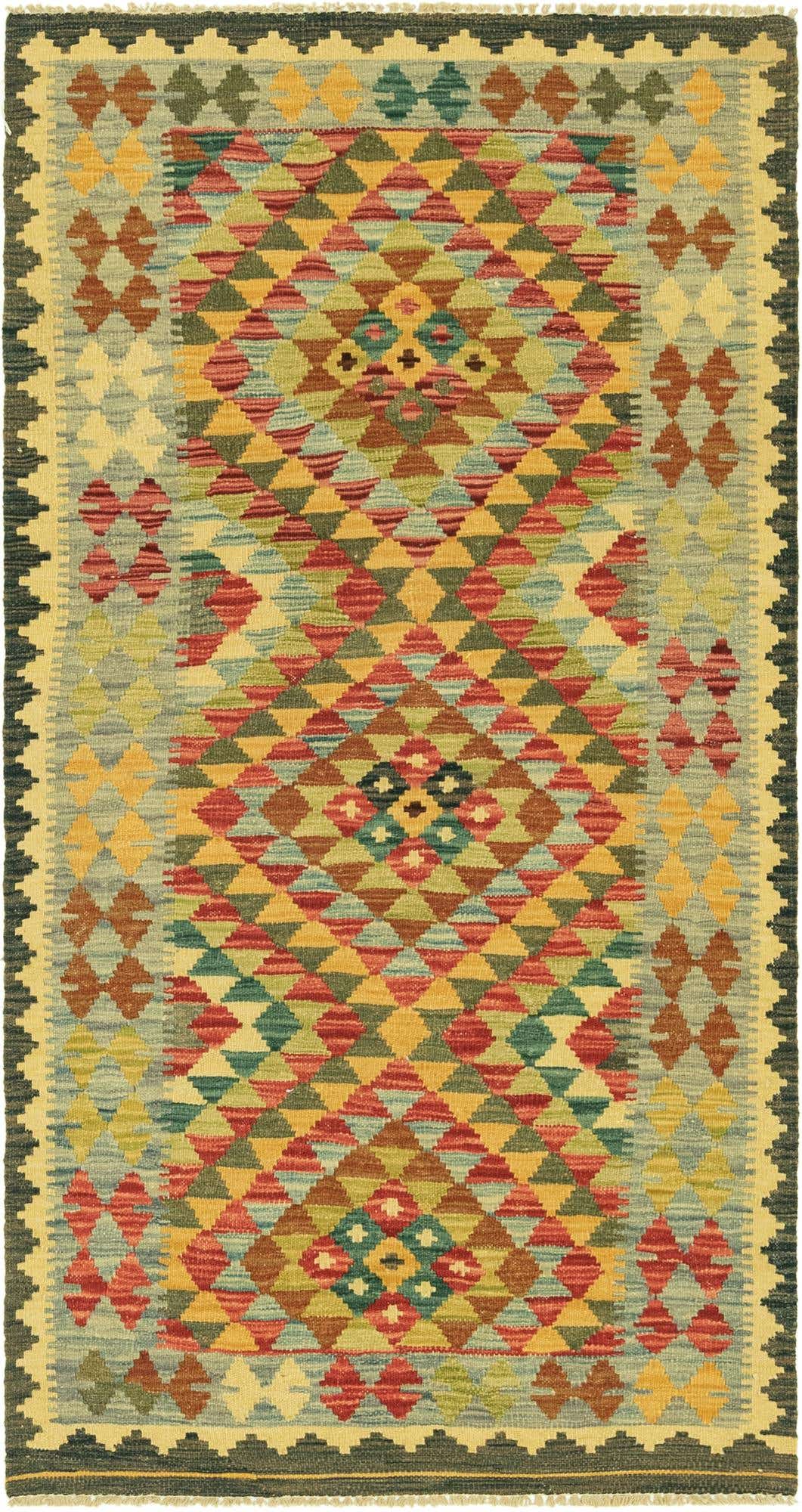 3' 1 x 6' 4 Hand Woven Kilim Maymana Wool Rug