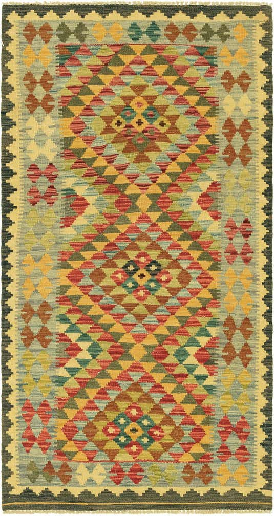 3' 1 x 6' 4 Hand Woven Kilim Maymana Wool Rug