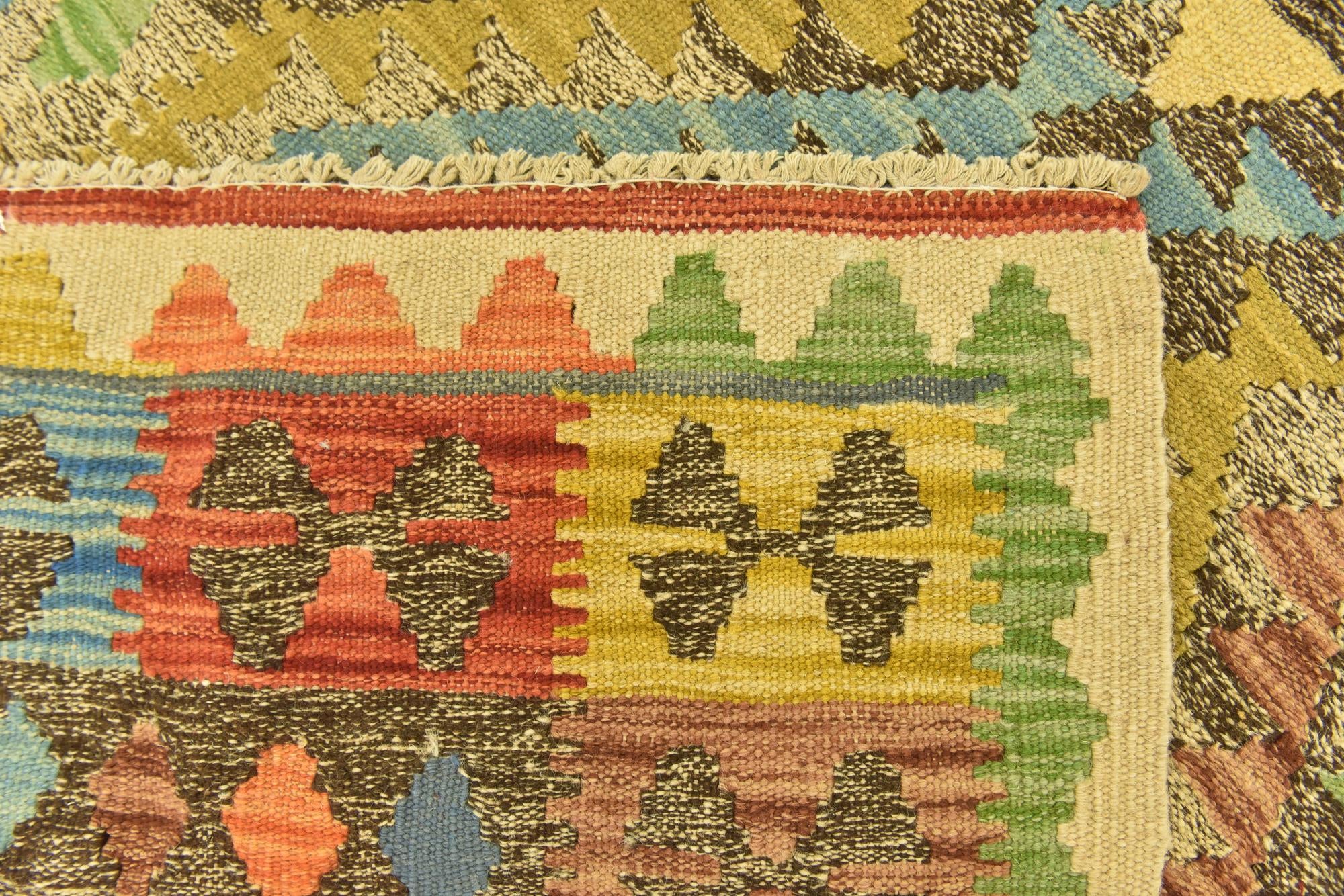 3' 8 x 6' 3 Hand Woven Kilim Maymana Wool Rug