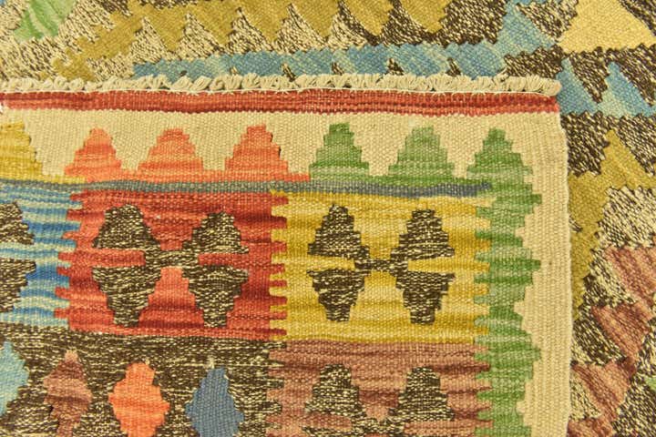 3' 8 x 6' 3 Hand Woven Kilim Maymana Wool Rug