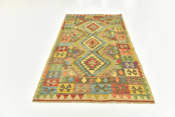 Detail image of 3' 8 x 6' 3 Hand Woven Kilim Maymana Wool Rug
