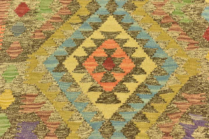 3' 8 x 6' 3 Hand Woven Kilim Maymana Wool Rug