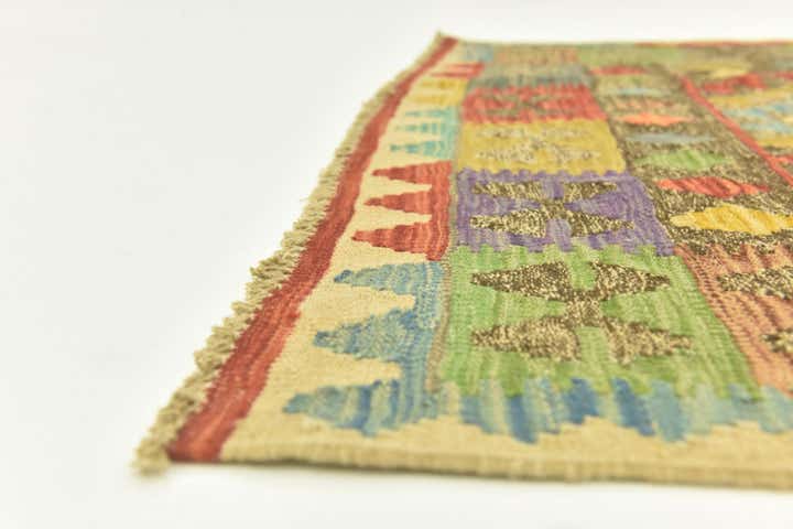 3' 8 x 6' 3 Hand Woven Kilim Maymana Wool Rug