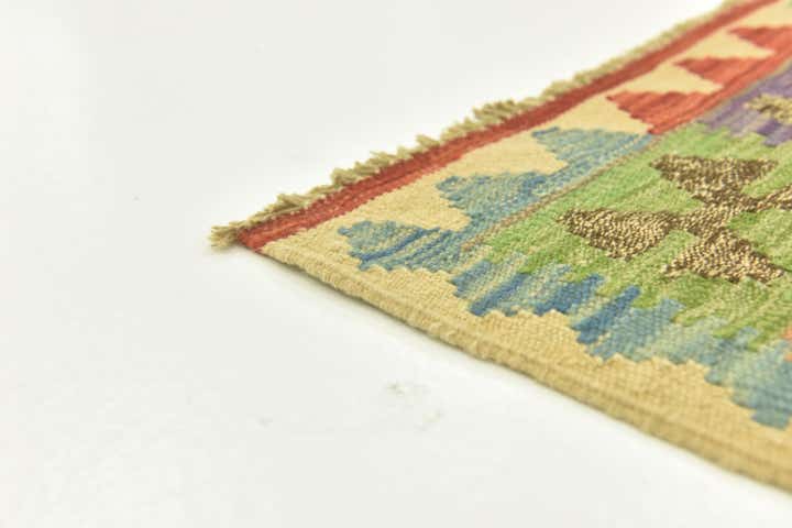 3' 8 x 6' 3 Hand Woven Kilim Maymana Wool Rug