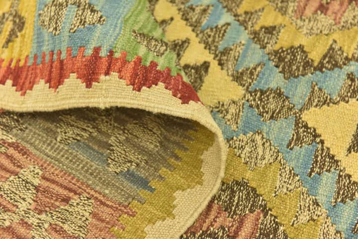 3' 8 x 6' 3 Hand Woven Kilim Maymana Wool Rug