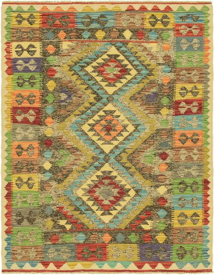 Detail image of 3' 8 x 6' 3 Hand Woven Kilim Maymana Wool Rug