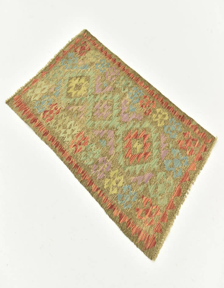 Detail image of 2' 8 x 4' 1 Hand Woven Kilim Maymana Wool Rug