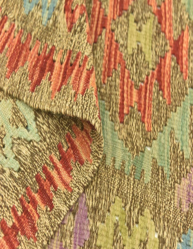 Detail image of 2' 8 x 4' 1 Hand Woven Kilim Maymana Wool Rug
